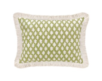 The Mini : Tilly Print // Celadon | edge finish pillow | green throw pillow | geometric print |