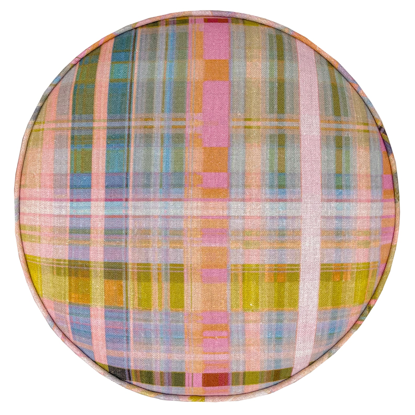 Anna Spiro Tattie Plaid // Multi Ottoman | Round Stool | Upholstered ...