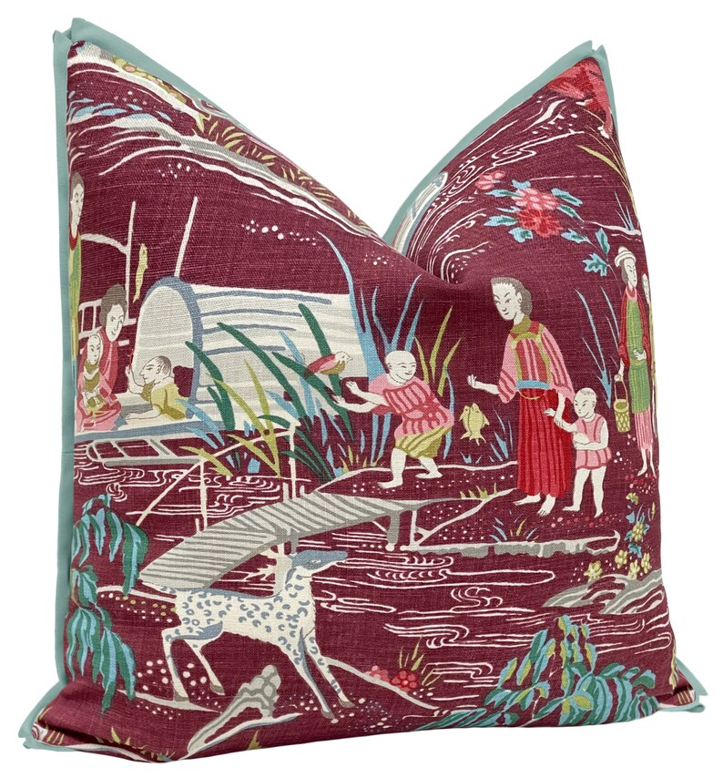 Schumacher Yangtze River // Aubergine With Butterfly Flange Pillow ...