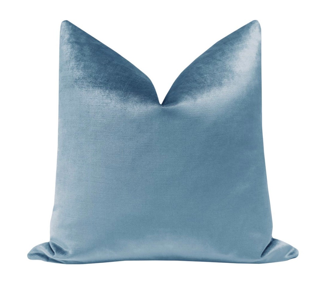 Faux Silk Velvet // Hydrangea Blue Pillow COVER ONLY Light Blue Velvet