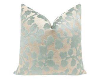 Blossom Cut Velvet // Spa Blue Pillow  | cut velvet | blue floral print | bedroom + home decor |