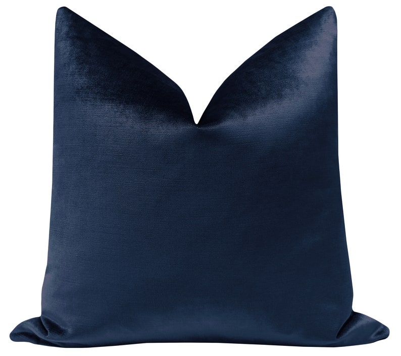 Faux Silk Velvet // Navy Blue Pillow COVER ONLY Dark Blue Etsy