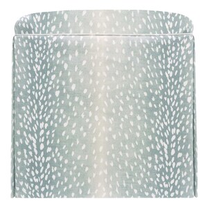 The Skirted Ottoman : Antelope Linen Print // Spa Blue | upholstered bench | upholstered stool |