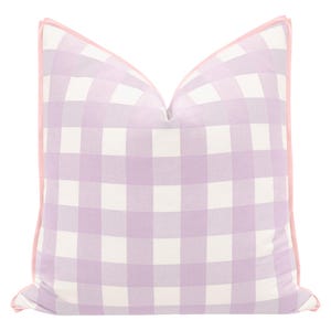 Charleston Check // Lavender with Butterfly Flange  | flange pillow | designer pillow | buffalo check purple pillow|