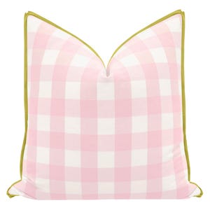 Charleston Check // Primrose with Butterfly Flange  | flange pillow | designer pillow | buffalo check pink pillow|