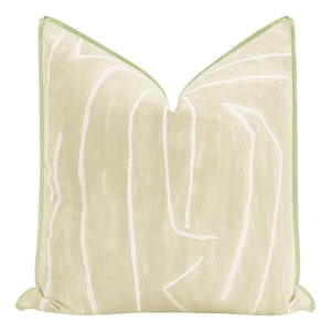 Kelly Wearstler Graffito // Beige + Ivory with Butterfly Flange | Lee Jofa | flange pillow | off white throw pillow |