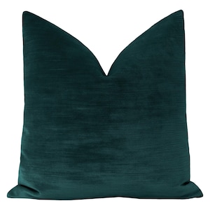 Strie Velvet // Harbour Blue Pillow | blue green velvet pillow | striation velvet pillow | teal throw pillow |