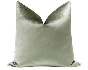 Faux Silk Velvet // Pistachio Pillow | light green velvet | light green throw pillow | sage velvet pillow |