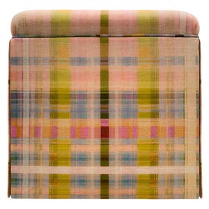 Anna Spiro Tattie // Multi Ottoman | skirted stool | upholstered ottoman | plaid |