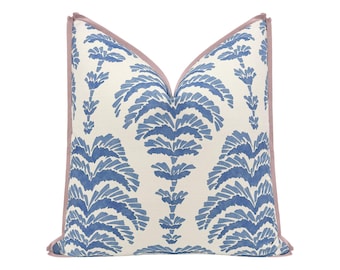 Brunschwig & Fils Ponchette Print // Delft with Butterfly Flange | Floral | blue throw pillow | botanical |