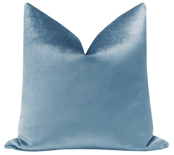 Blue velvet lumbar pillow cheap
