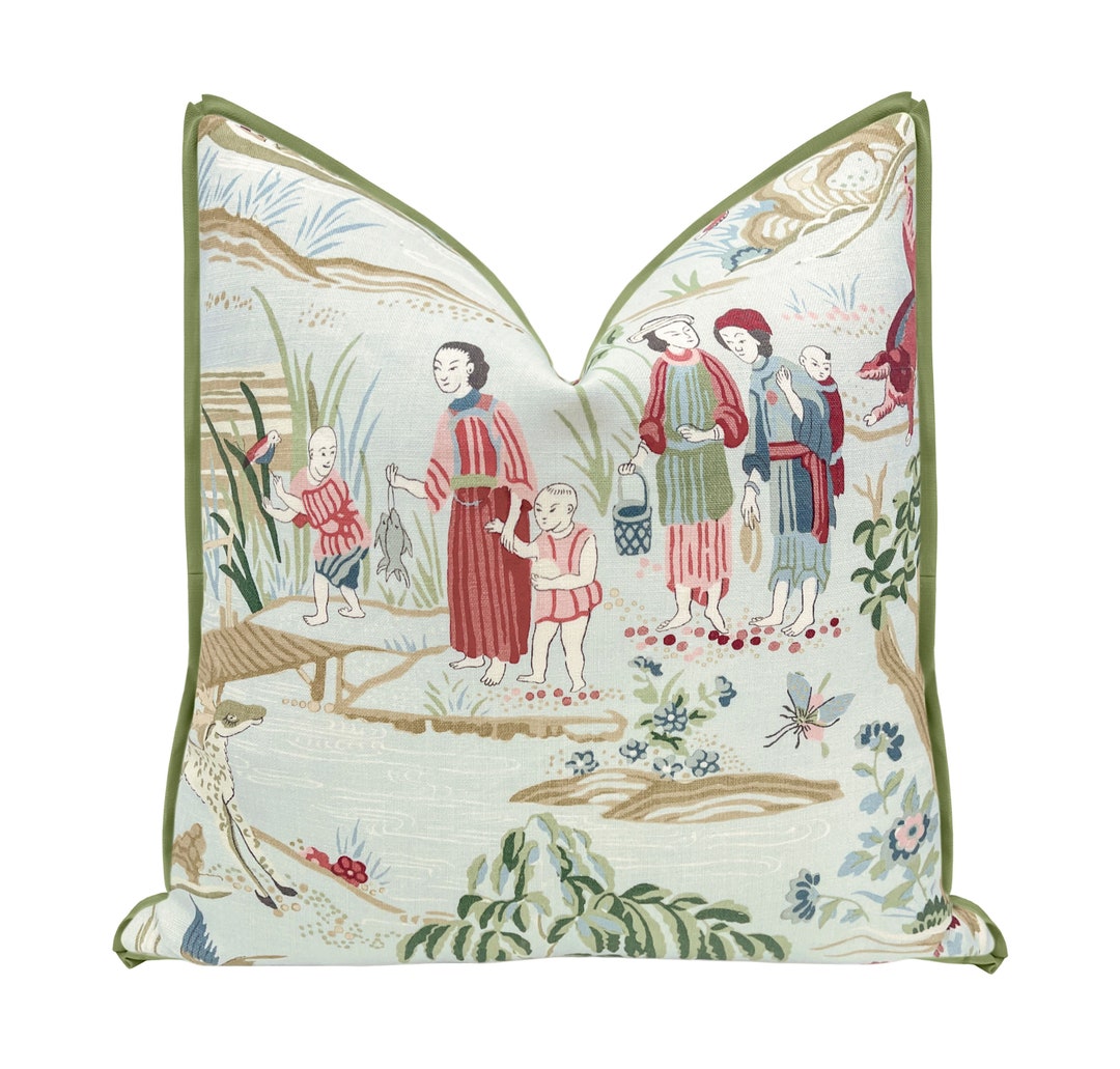 PRE-ORDER Yangtze River // Aqua With Butterfly Flange Pillow Schumacher ...
