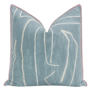 Kelly Wearstler Graffito // Deep Sky with Butterfly Flange | Lee Jofa | flange pillow | blue throw pillow |
