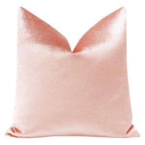 Faux Silk Velvet // Pink Peony Pillow  | pink velvet pillow | soft pink throw pillow | blush pink velvet |