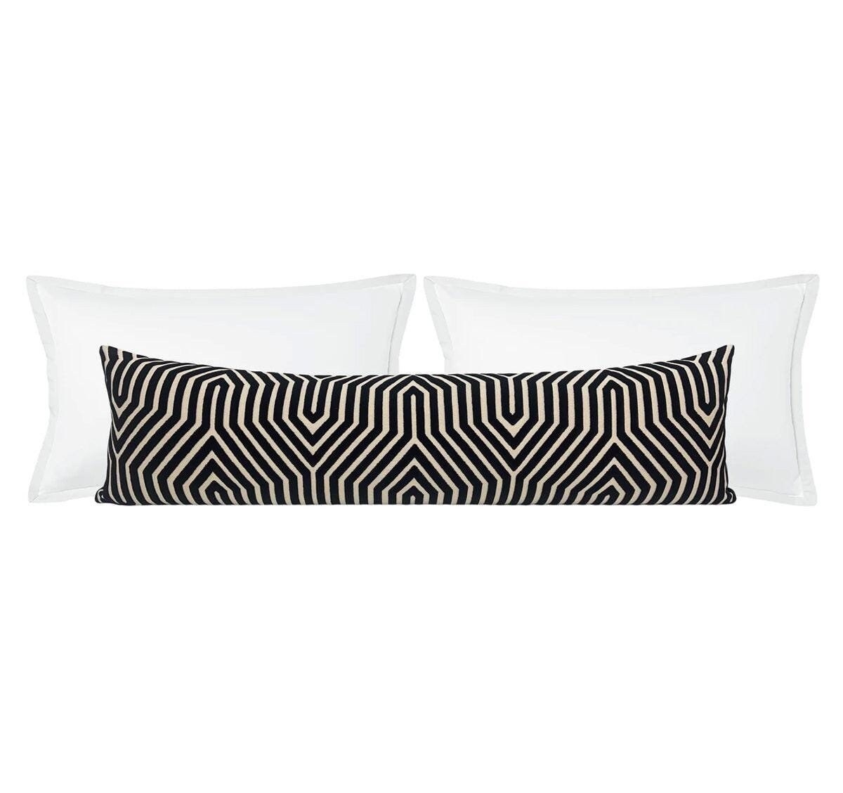 Schumacher Vanderbilt Velvet // Noir XL Lumbar | black pillow | bedroom decor | long pillow |