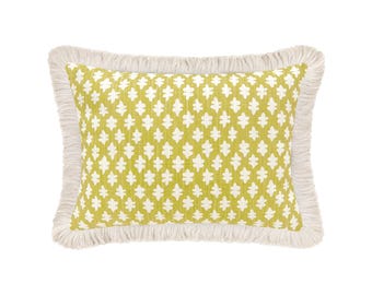 The Mini : Tilly Print // Chartreuse | edge finish pillow | green throw pillow | geometric print |
