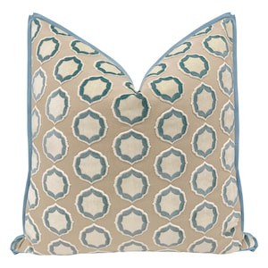 Manuel Canovas Tiana // Ciel + Ivoire with Butterfly Flange pillow | Cowtan & Tout | cut velvet | designer fabric |