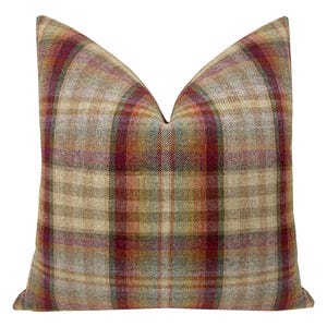 Oxford Plaid // Multi Pillow | stripe colorful pillow | designer cut velvet pillow | multi color throw pillow |