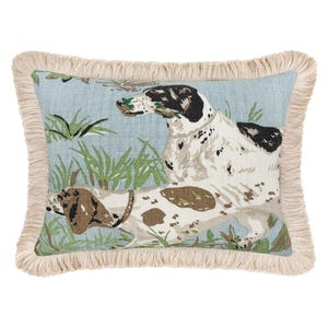 The Mini : Pointers // Sky + Fringe | fringe pillow | printed | blue throw pillow |