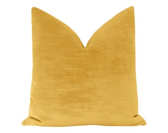 Strie Velvet // Goldenrod Pillow | yellow velvet pillow | striation velvet pillow | velvet pillow |