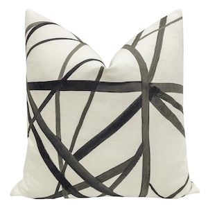 Channels // Ebony + Ivory | Kelly Wearstler fabric | linen throw pillow | designer linear pillow |