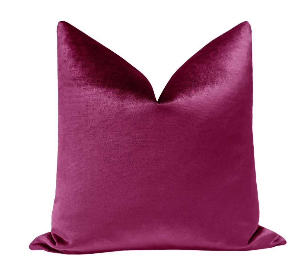 Faux Silk Velvet // Magenta Pillow COVER ONLY Magenta Velvet Etsy