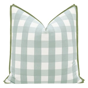 Charleston Check // Spa Blue with Butterfly Flange  | flange pillow | designer pillow | buffalo check blue pillow|