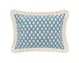 The Mini : Tilly Print // Hydrangea Blue | edge finish pillow | blue throw pillow | geometric print |