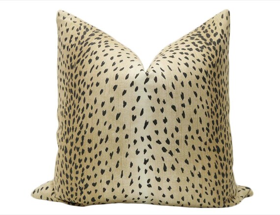 Antelope Linen Print Ebony Pillow Cover Only Black Animal Etsy