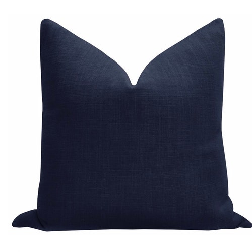 Signature Linen // Navy Blue Pillow COVER ONLY Blue Linen Etsy