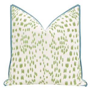 Brunschwig & Fils  Les Touches // Peridot with Butterfly Flange | Flamestitch | flange pillow | green throw pillow |