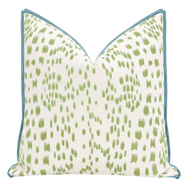 Brunschwig & Fils  Les Touches // Peridot with Butterfly Flange | Flamestitch | flange pillow | green throw pillow |