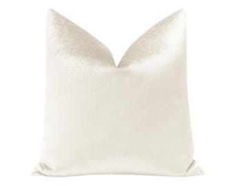 Faux Silk Velvet // Alabaster Pillow  | white velvet pillow | cream velvet throw pillow | silk pillow |
