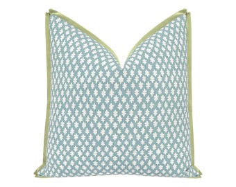 Tilly Print // Spa Blue with Butterfly Flange | blue throw pillow | designer pillow |