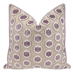 Manuel Canovas Tiana // Glycine + Blanc with Butterfly Flange pillow | Cowtan & Tout | cut velvet | designer fabric |