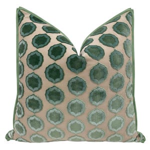 Manuel Canovas Tiana // Turquoise + Nattier with Butterfly Flange pillow  | Cowtan & Tout | designer fabric | cut velvet |