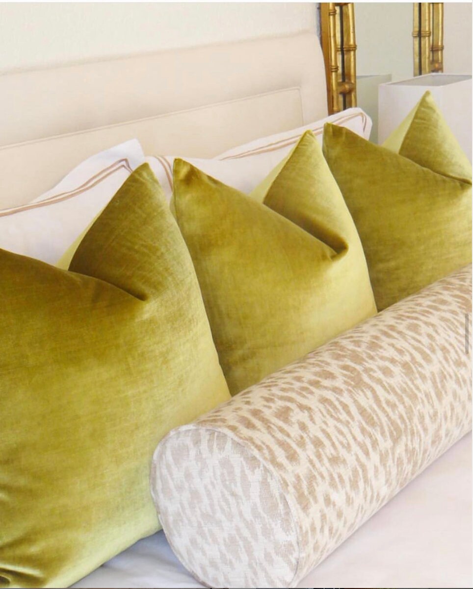 Faux Silk Velvet Chartreuse Pillow Green Velvet Pillow Silk Green Pillow Bright Green Throw Pillow Etsy