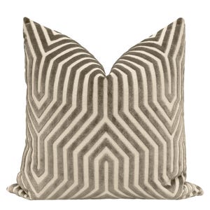 Schumacher Vanderbilt Velvet // Dove pillow | designer fabric | grey solid print | home decor |