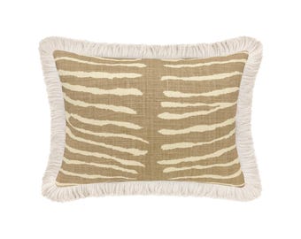 The Mini : Le Zebre // Beige + Fringe | Brunschwig & Fils | animal print | designer throw pillow |