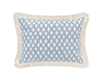 The Mini : Tilly Print // Powder Blue | edge finish pillow | blue throw pillow | geometric print |