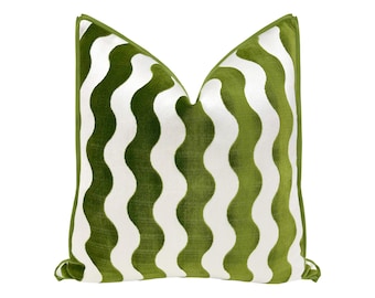 Schumacher The Wave // Lettuce with Butterfly Flange pillow | cut velvet | designer fabric |
