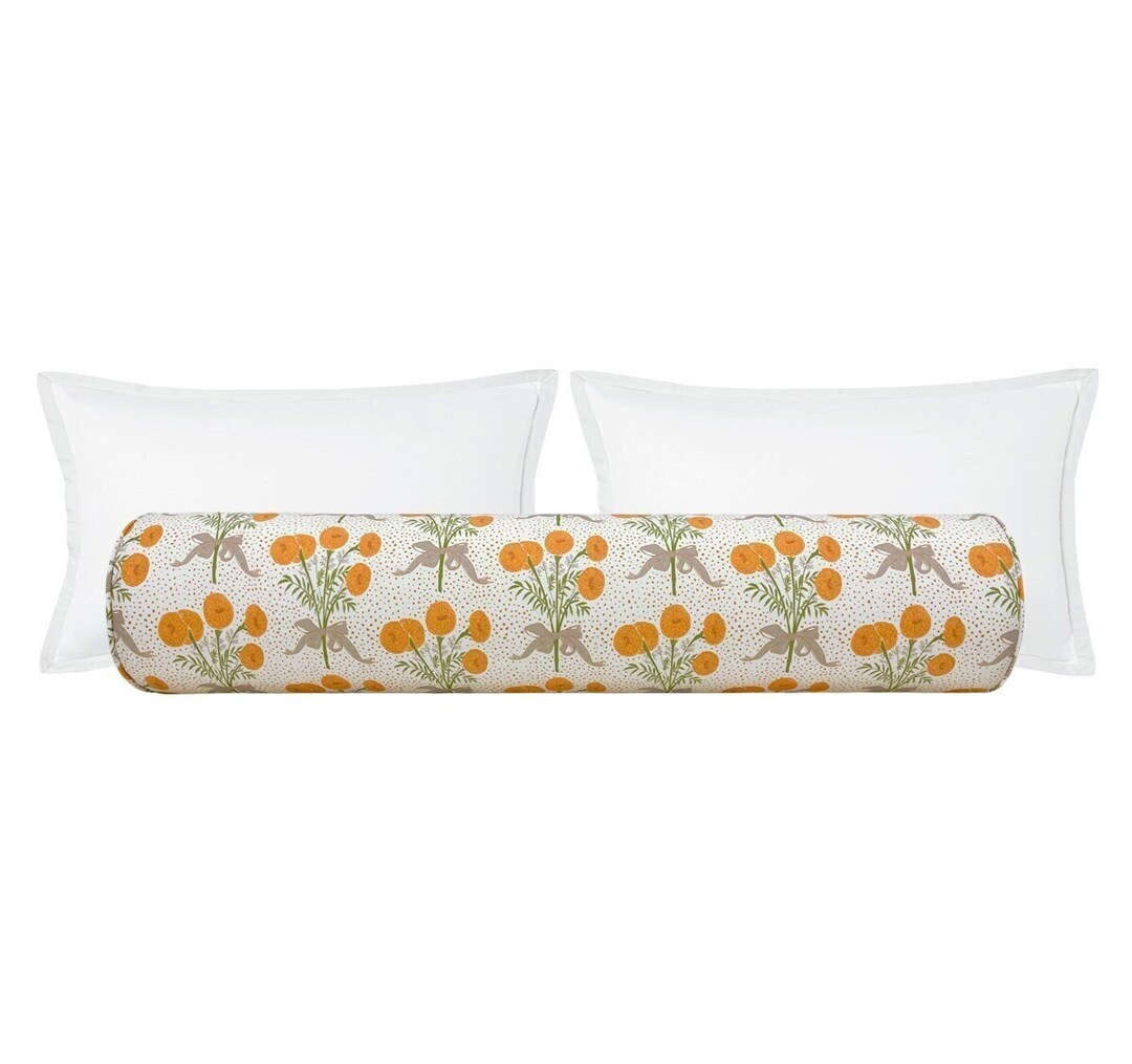 The Bolster Mary // Burnt Orange Lulie Wallace Bolster Pillow Floral