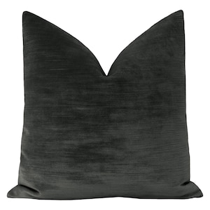 Strie Velvet // Graphite Pillow | grey velvet pillow | striation velvet pillow | velvet pillow |
