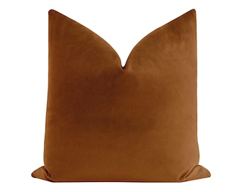 Society Velvet // Cognac Pillow | brown velvet | designer velvet | dark brown velvet pillow |