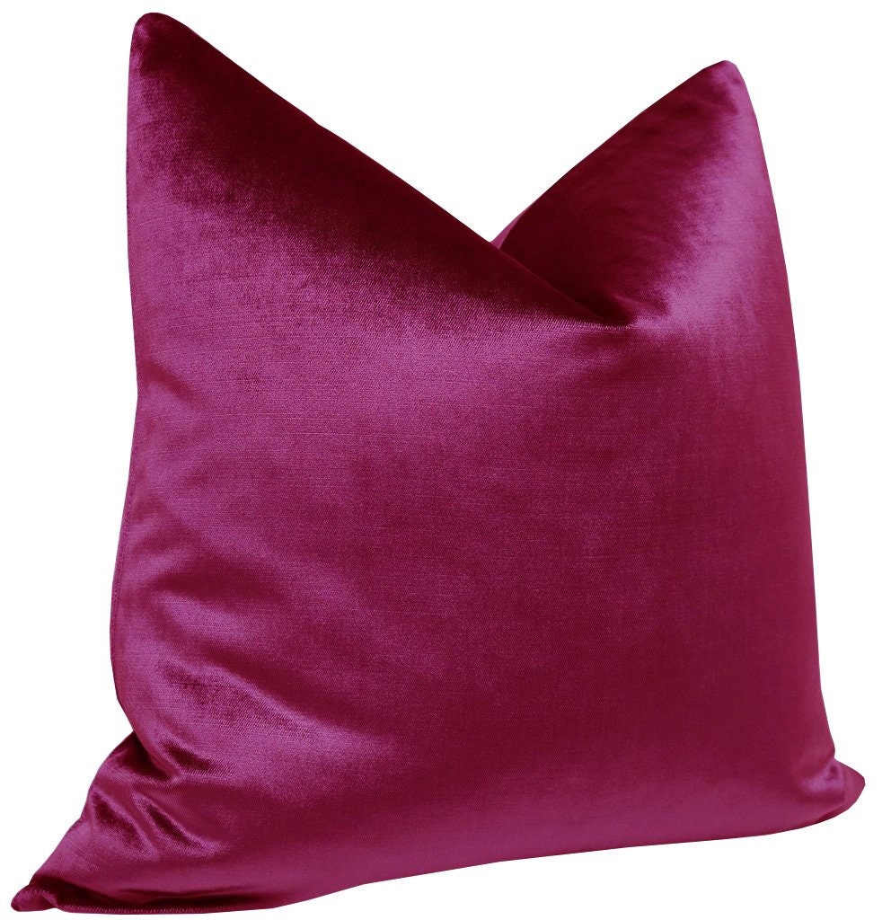 Faux Silk Velvet // Magenta Pillow COVER ONLY Magenta Velvet Etsy