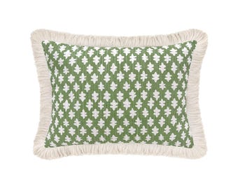 The Mini : Tilly Print // Clover | edge finish pillow | green throw pillow | geometric print |