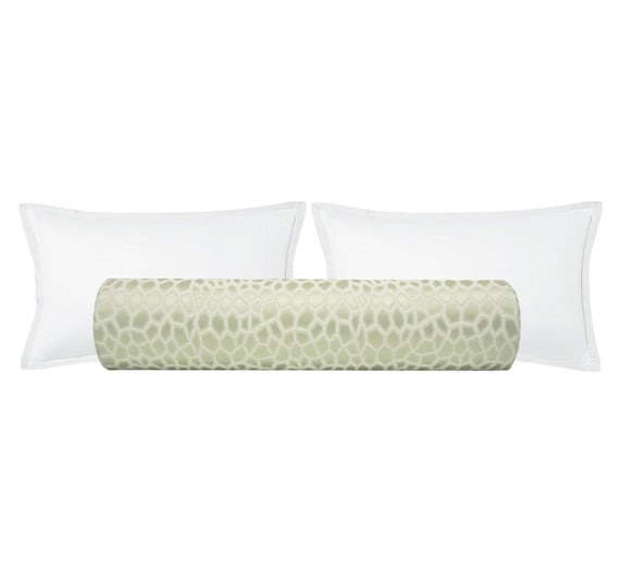 The Bolster Faux Silk Safari Sage Bed Decor Silk Bolster Light Green Pillow Etsy UK
