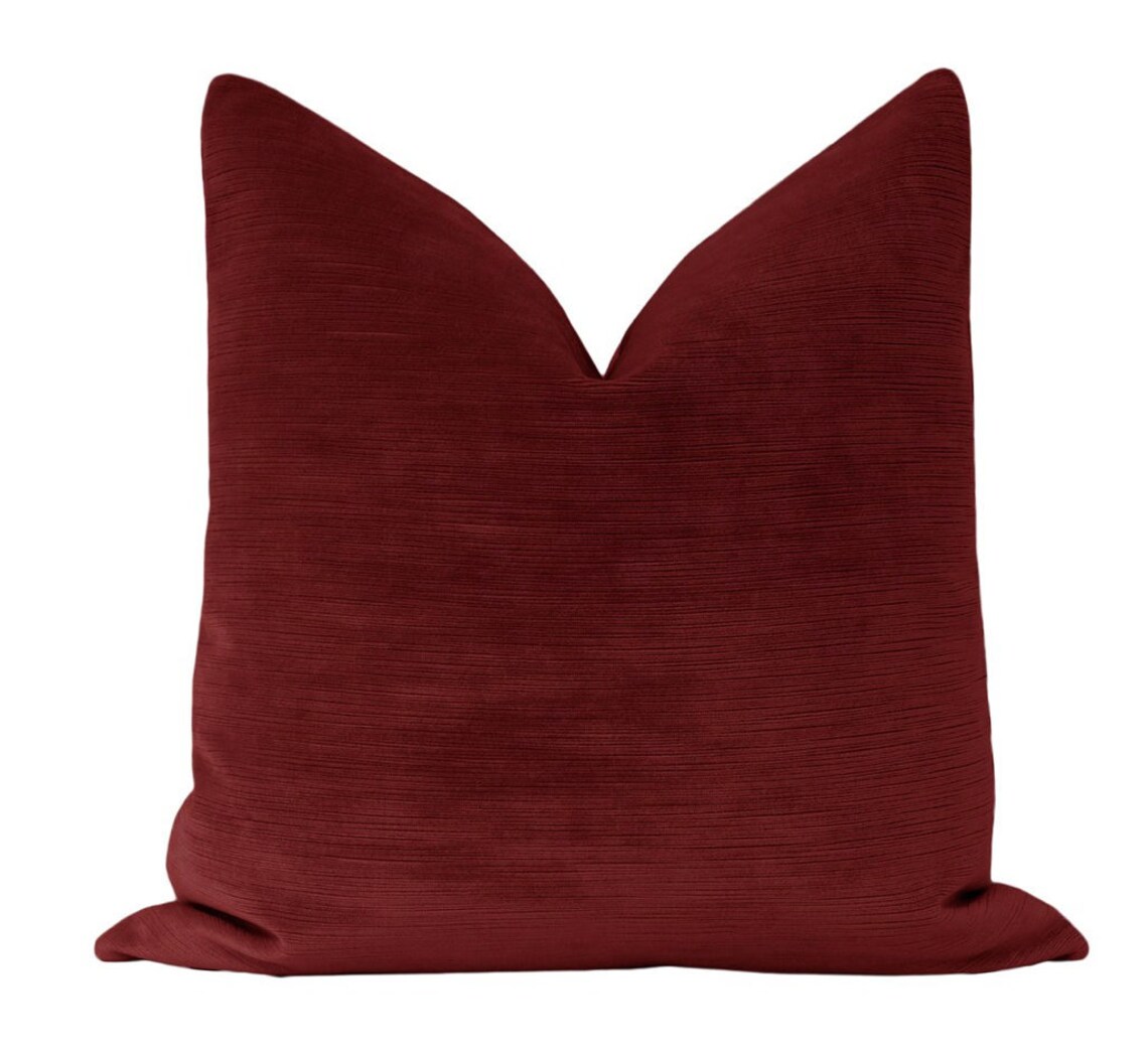 Strie Velvet // Currant Pillow COVER ONLY Red Velvet Pillow Etsy