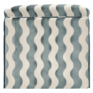The Skirted Ottoman : The Wave // Sky | upholstered bench | upholstered ottoman | upholstered stool |