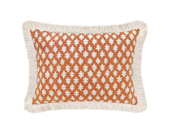 The Mini : Tilly Print // Tangerine | edge finish pillow | orange throw pillow | geometric print |